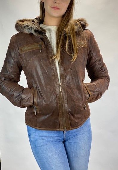 W14 női kapucnis bőrdzseki